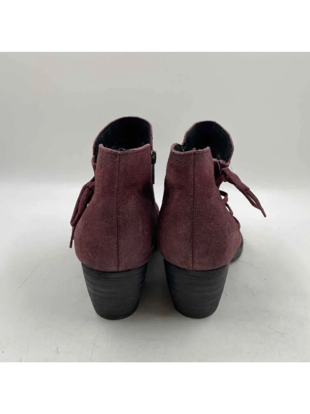 Born Suede Leather Red Women's Shoe Size 8 Wine Solid Boots